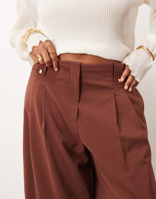 ASOS DESIGN Curve - Chokoladebrune cropped bukser med justerbar talje, 5 af 5