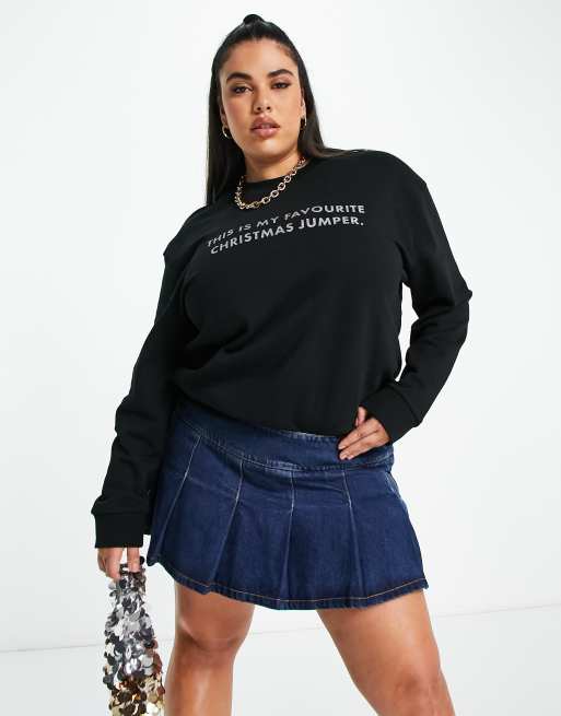 ASOS DESIGN Curve Christmas sweatshirt with glitter favourite