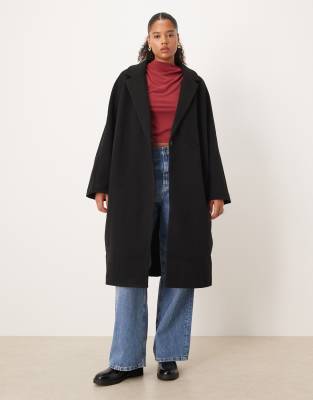 ASOS Curve ASOS DESIGN Curve chuck on overcoat in black