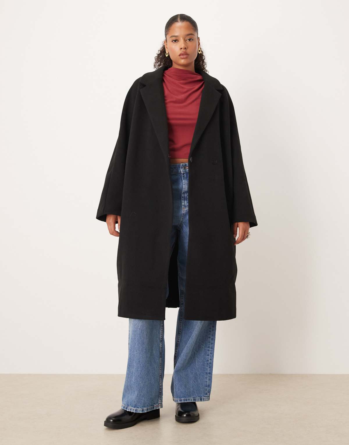 ASOS DESIGN Curve chuck on overcoat in black