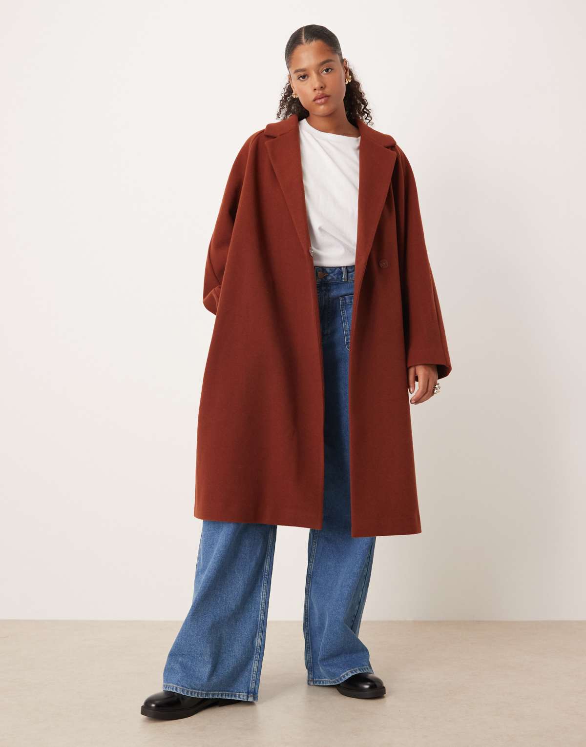 ASOS DESIGN Curve chuck on overcoat in rust