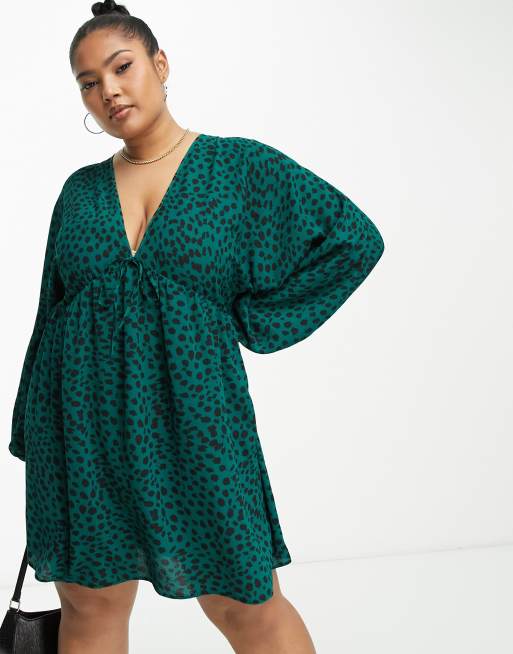 Asos green hotsell animal print dress