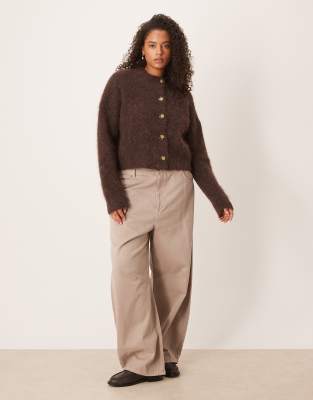Asos Curve Asos Design Curve Chunky Alpaca Cardigan In Brown