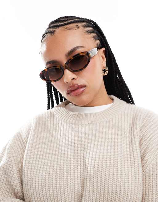 ASOS DESIGN Curve chunky crew neck rib sweater in oatmeal