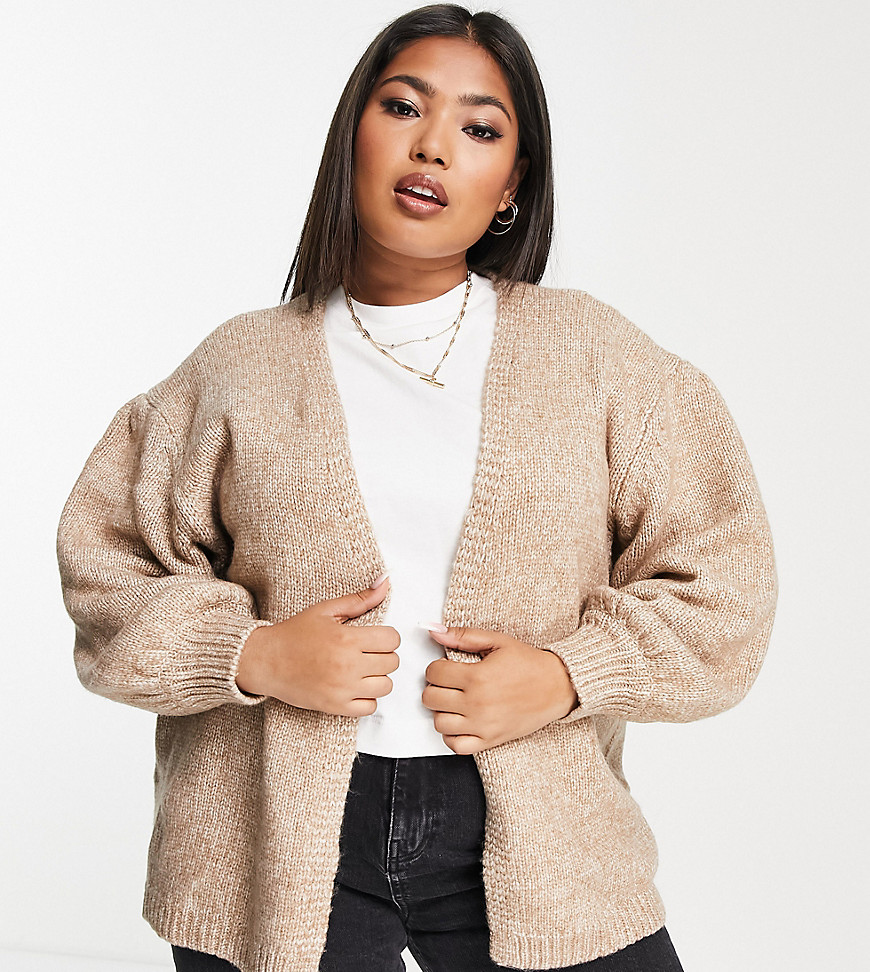 ASOS DESIGN Curve chunky oversized cardigan in camel-Neutral