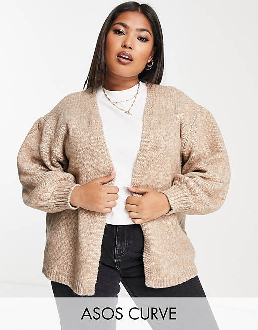 Jumpers & Cardigans Curve chunky oversized cardigan in camel 