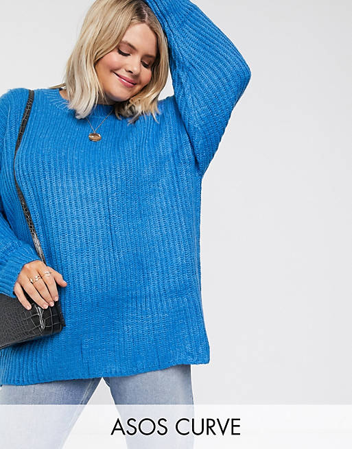 ASOS DESIGN Curve chunky sweater in rib with crew neck