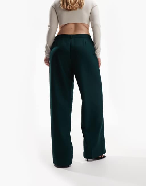 ASOS DESIGN Curve – Ciemnozielone luźne spodnie o kroju boy, 2 z 5