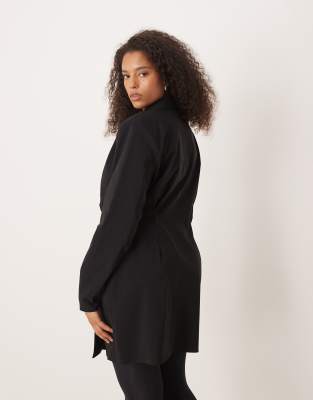 Asos Curve Asos Design Curve Cinched Blazer Mini Dress In Black