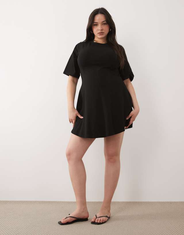 black floral mini dress with sleeves ANDEE MINI DRESS