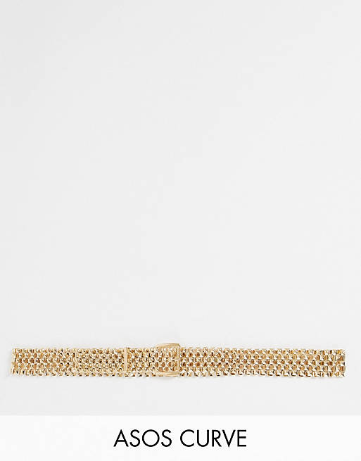 ASOS DESIGN Curve - Cintura a catena color oro
