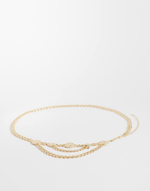 ASOS DESIGN Curve - Cintura con dettaglio moneta e catenina spessa