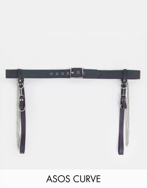ASOS DESIGN Curve - Cintura fosforescente con decorazioni e catene