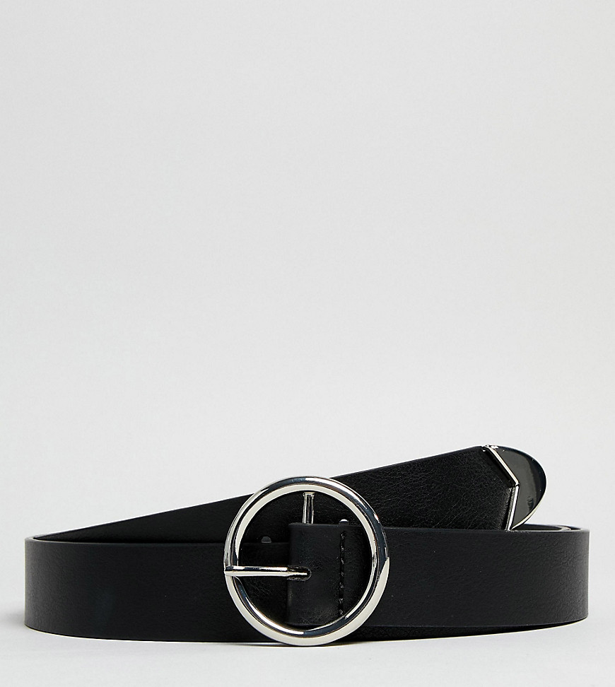 ASOS DESIGN Curve - Cintura per jeans con fibbia a cerchio e punta-Nero