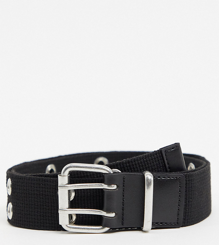 ASOS DESIGN Curve - Cintura per jeans intrecciata nera con fibbia doppia e occhielli-Nero