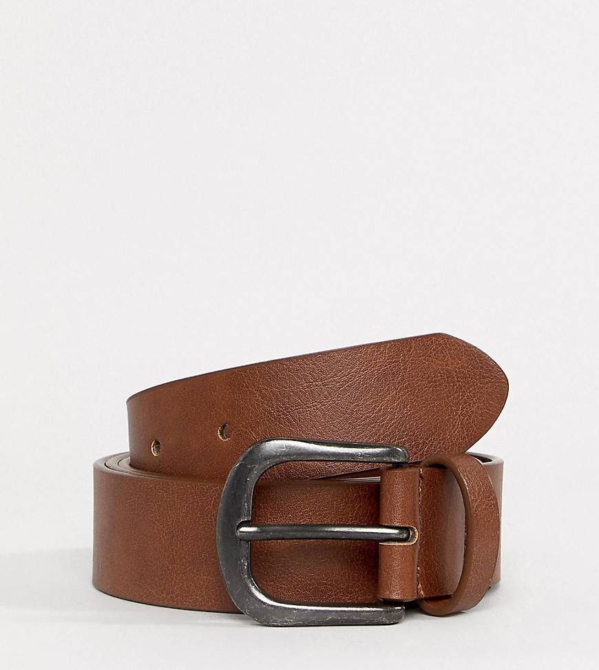 ASOS DESIGN Curve - Cintura per jeans vintage color cuoio-Marrone