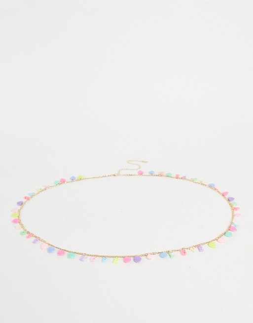 ASOS DESIGN Curve - Cintura per vita e fianchi in multicolore con scritta Love