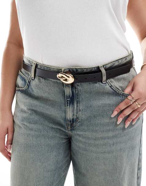 ASOS DESIGN Curve - Cintura per vita e fianchi in pelle con fibbia annodata - view 1