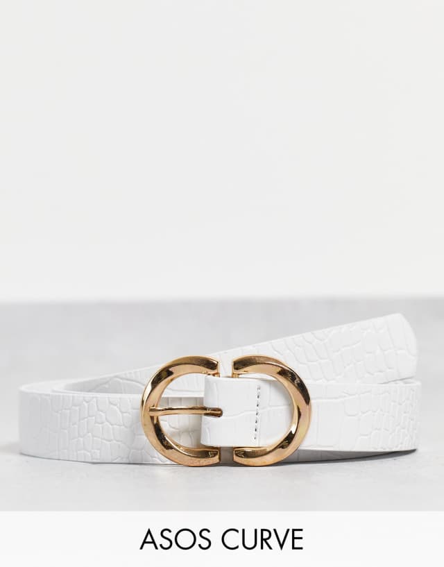 ASOS DESIGN Curve circle waist and hip belt in white croc