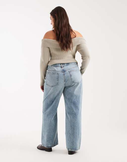 ASOS DESIGN Curve - Circular Design Collection - Lyseblå dad-jeans med vide ben og vintagevask, 2 af 5