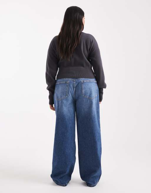 ASOS DESIGN Curve – Circular Design Collection – Niebieskie jeansy dad z szerokimi nogawkami, 3 z 5