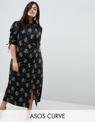 asos black floral dress