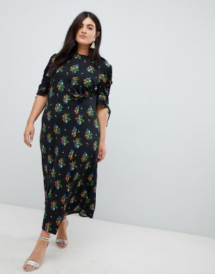 asos black floral tea dress
