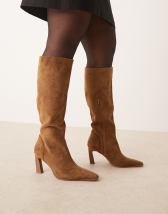 ASOS DESIGN Curve Clara chisel toe knee boots in black