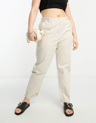 ASOS DESIGN Curve classic chino pants in stone-Neutral