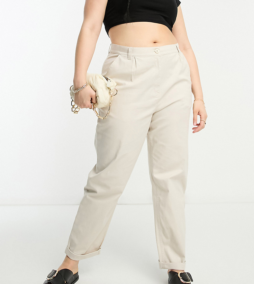 ASOS DESIGN Curve classic chino pants in stone-Neutral