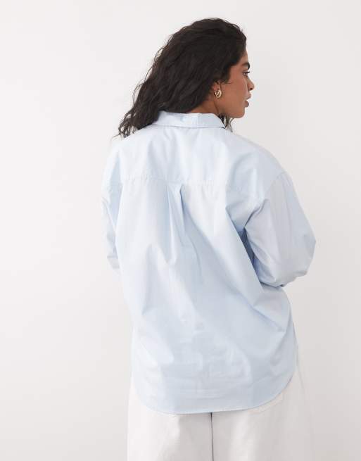 ASOS DESIGN Curve classic cotton shirt in blue, 4 of 4