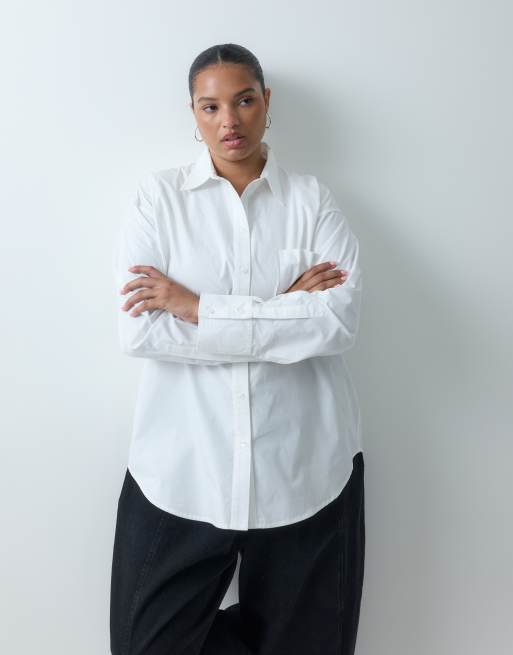 ASOS DESIGN Curve classic cotton shirt in white, 2 of 4