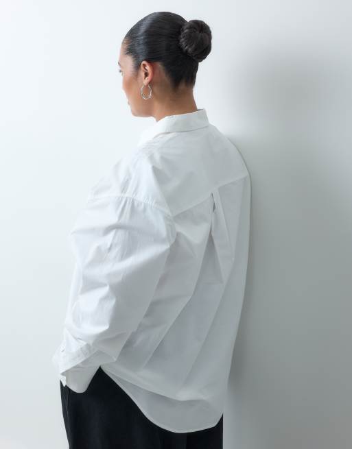 ASOS DESIGN Curve classic cotton shirt in white, 4 of 4