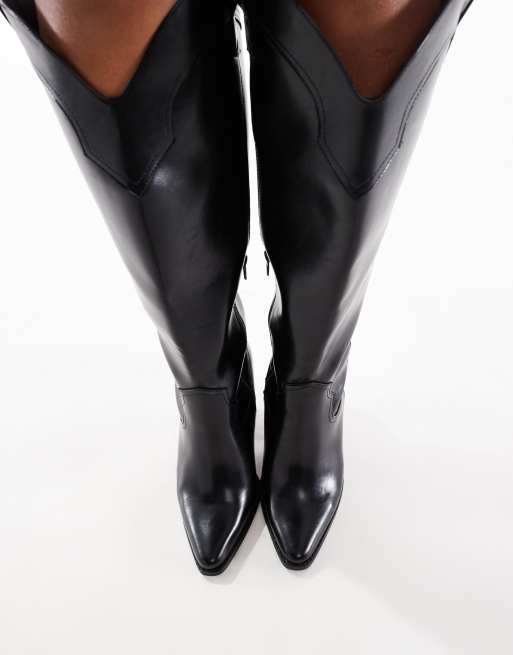 ASOS DESIGN Curve – Claudia – Svarta knähöga boots i cowboystil, 2 av 4