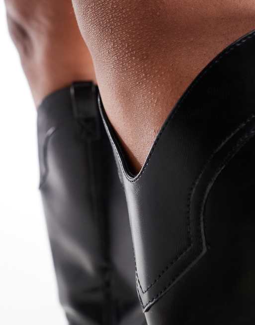 ASOS DESIGN Curve – Claudia – Svarta knähöga boots i cowboystil, 4 av 4