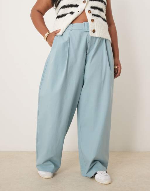 ASOS DESIGN Curve clean balloon pants in turquoise, 2 of 5