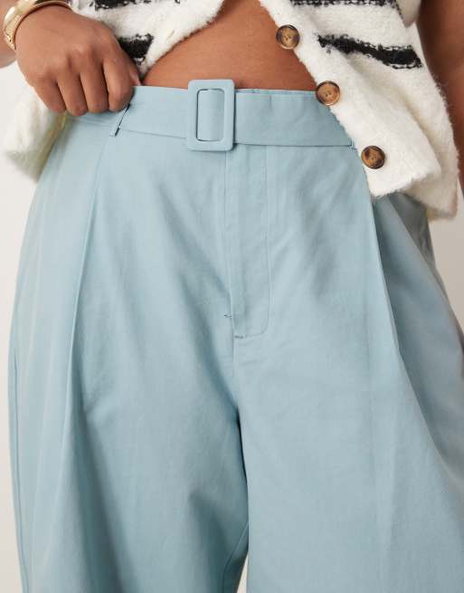 ASOS DESIGN Curve clean balloon pants in turquoise, 3 of 5
