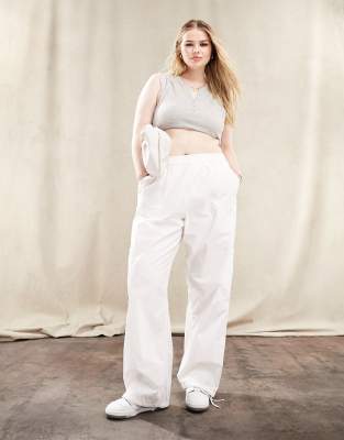 Asos Curve Asos Design Curve Clean Pull-on Cargo Pants In White