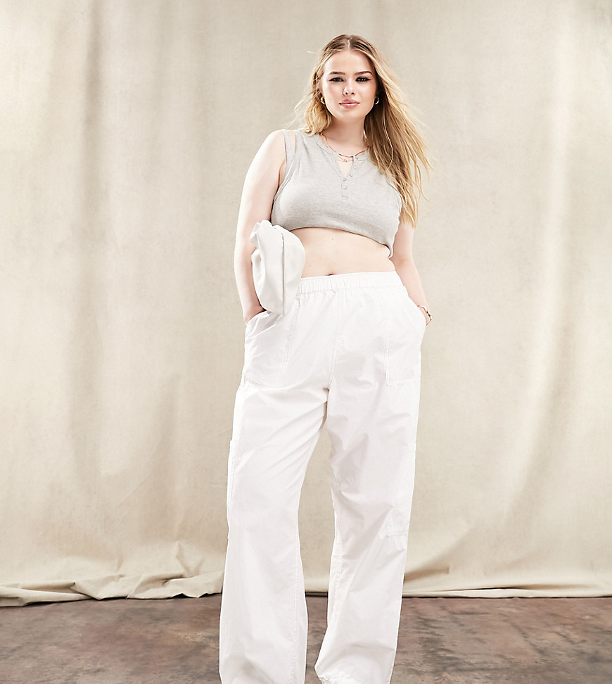 Asos Curve Asos Design Curve Clean Pull-on Cargo Pants In White