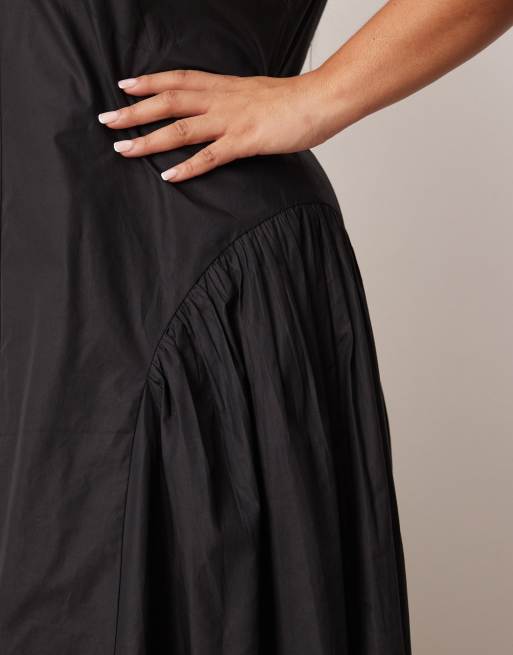 knee length dresses for ladies Asos NWT Black Sleeveless V-neck Midi Front Slit Straight Pencil Dress   Brie