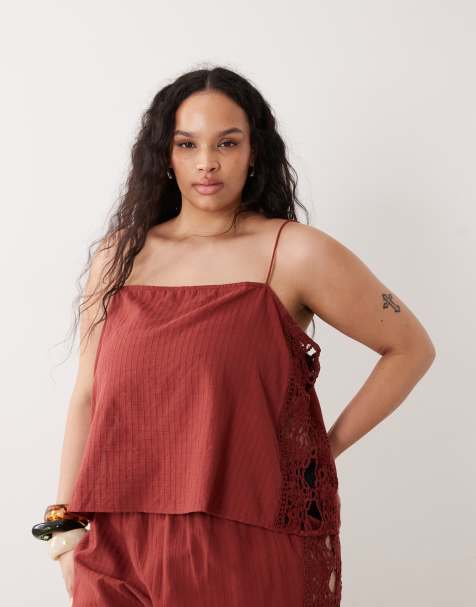 ASOS DESIGN Curve Cleo beach top in rust - view 1
