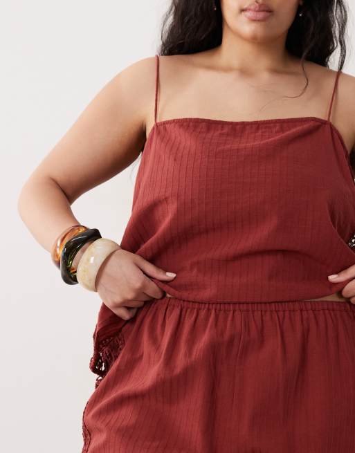 ASOS DESIGN Curve Cleo beach trouser in rust, 4 of 5