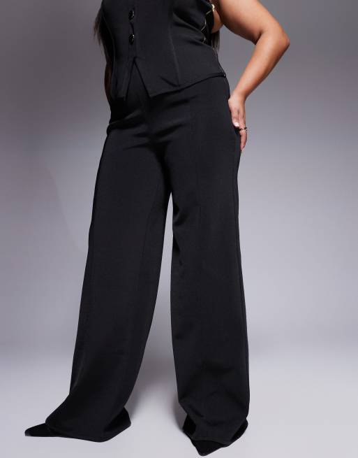 ASOS DESIGN Curve co-ord bandage straight leg trouser in black, 5 of 5
