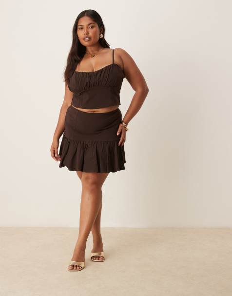 ASOS DESIGN Curve co-ord bengaline in chocolate - BROWN - view 1
