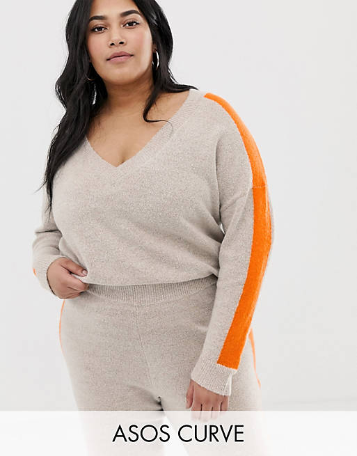 ASOS DESIGN Curve co-ord jumper with tipping