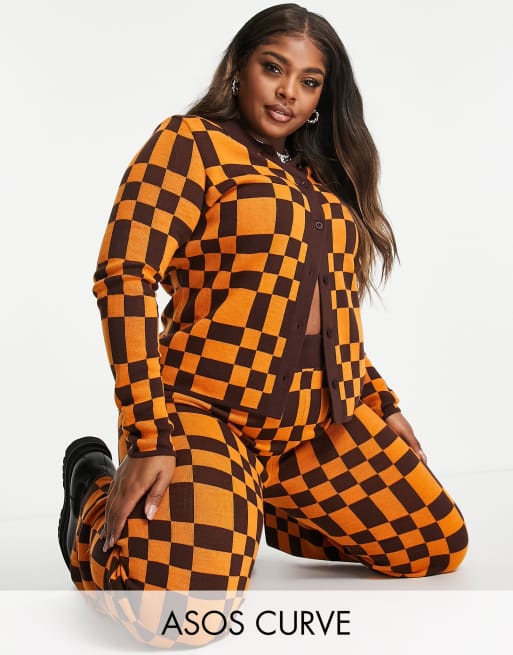 ASOS DESIGN Curve co-ord knitted chequerboard cardigan