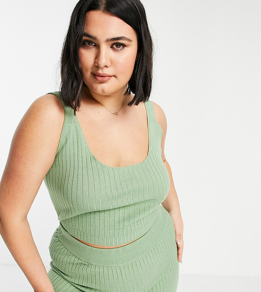 Plus-size top by ASOS DESIGN Part of a co-ord set Trousers and cardigan sold separately Scoop neck Fixed straps Cropped length Slim fit