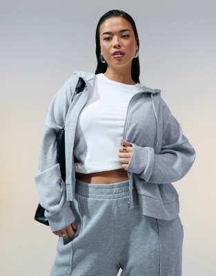 ASOS DESIGN Curve co-ord waffle hoodie in grey marl φωτογραφία