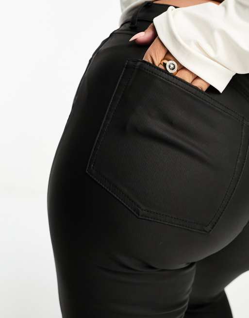 ASOS DESIGN Curve coated skinny jeans in black