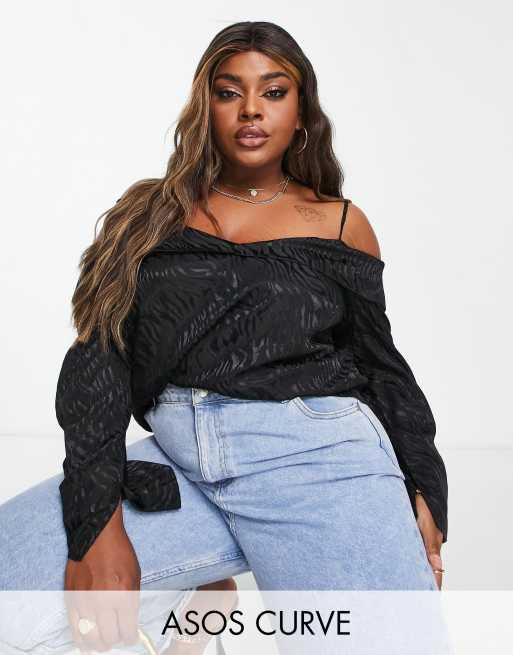 Off The Shoulder Curve Tops, Fashion Off The Shoulder Curve Tops